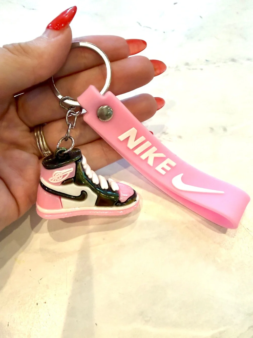 New Pink Air Jordan 1 Retro Hightop Mini Sneaker Keychain & Wristlet Strap